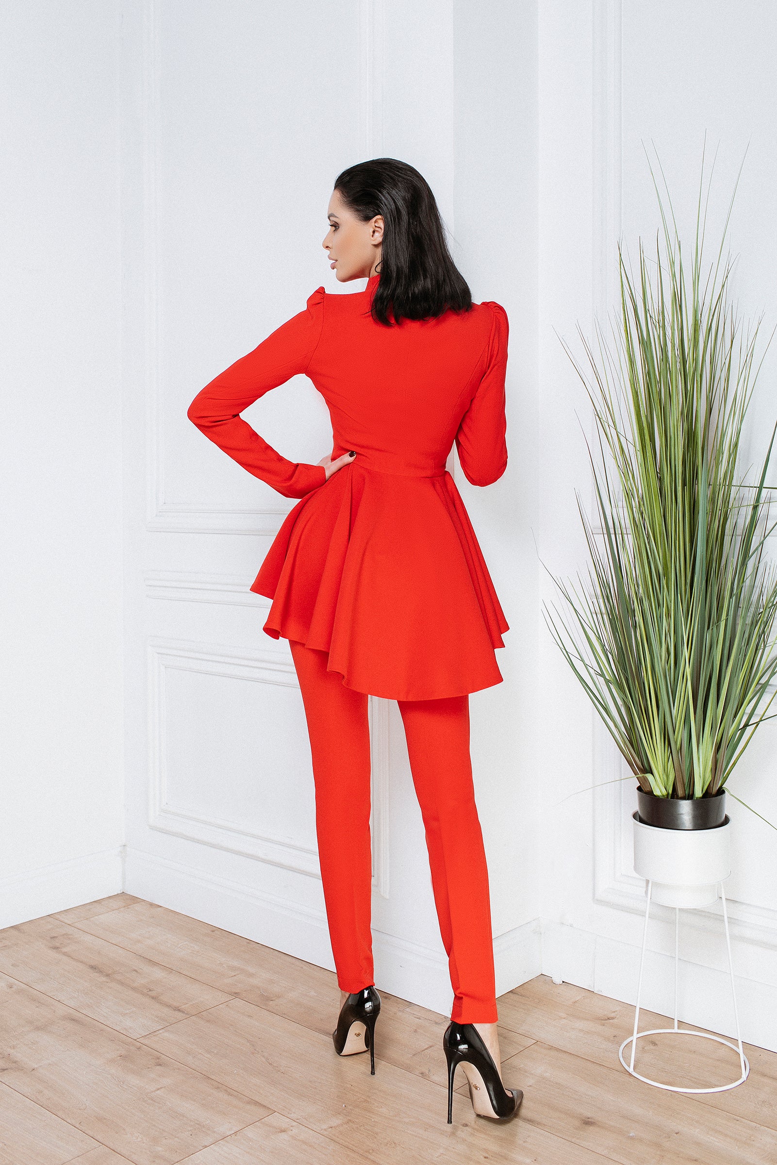 French Style Trouser Suit with a Puffed Basque