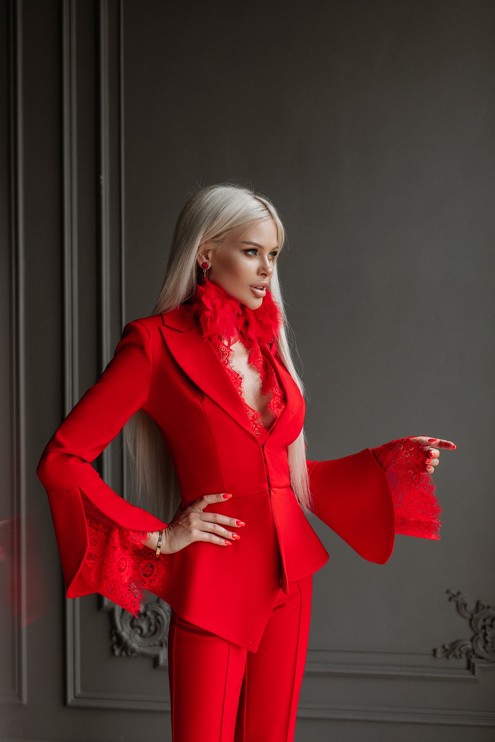 Pants Suit "Louise" with French Lace