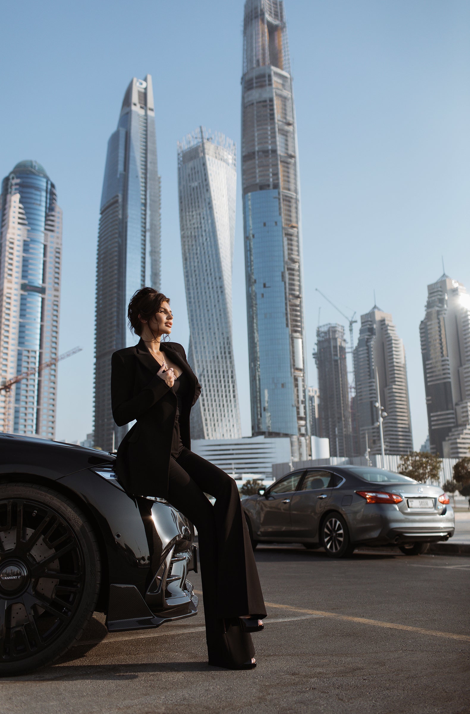 Formal Pantsuit with Elongated Jacket